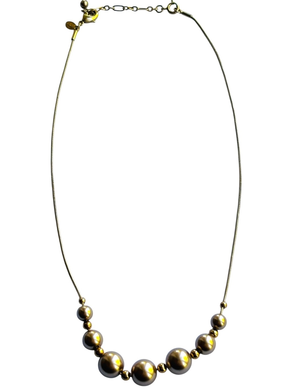 Monet Vintage 90s Y2K Gold Tone Snake Chain Graduated Metal Ball Necklace 16”